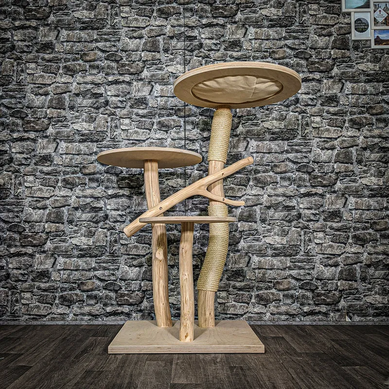 Naturkratzbaum 3456 Kratzbaum Natur Holz Design 116 cm hoch Katzenbaum