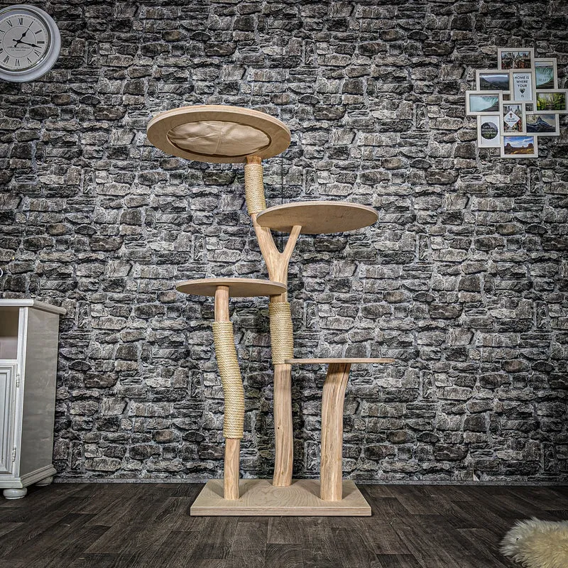 Naturkratzbaum 3455 Kratzbaum Natur Holz Design 145 cm hoch Katzenbaum