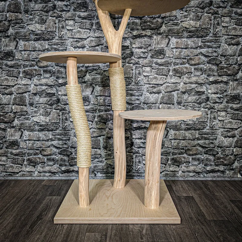 Naturkratzbaum 3455 Kratzbaum Natur Holz Design 145 cm hoch Katzenbaum