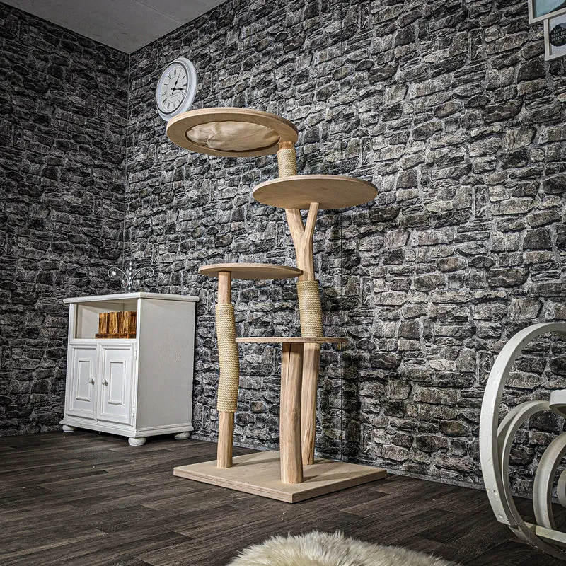 Naturkratzbaum 3455 Kratzbaum Natur Holz Design 145 cm hoch Katzenbaum