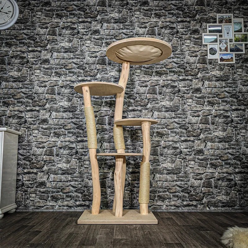 Naturkratzbaum 3451 Kratzbaum Natur Holz Design 145 cm hoch Katzenbaum
