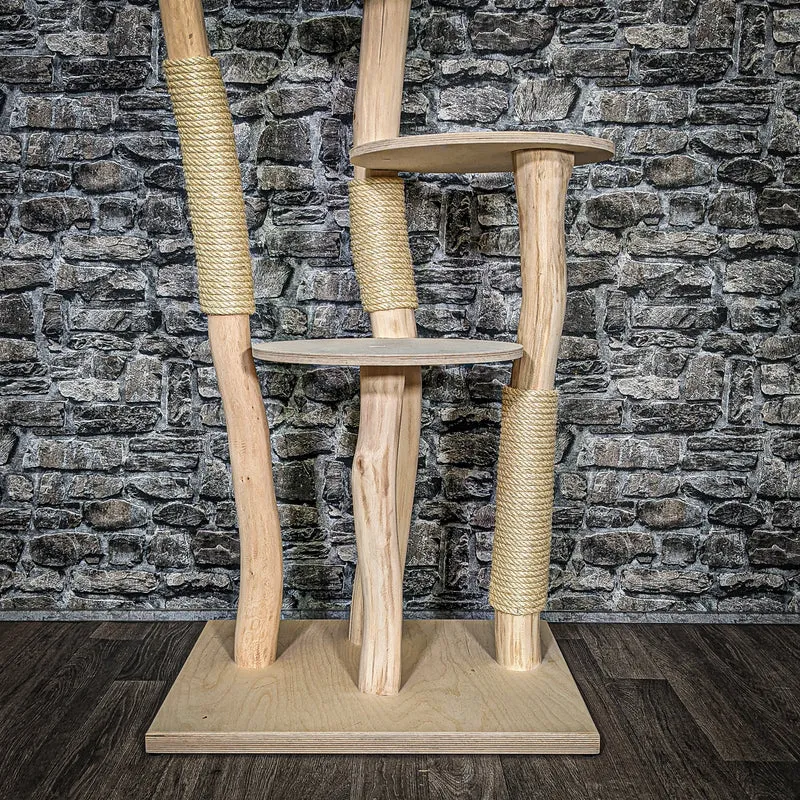 Naturkratzbaum 3451 Kratzbaum Natur Holz Design 145 cm hoch Katzenbaum