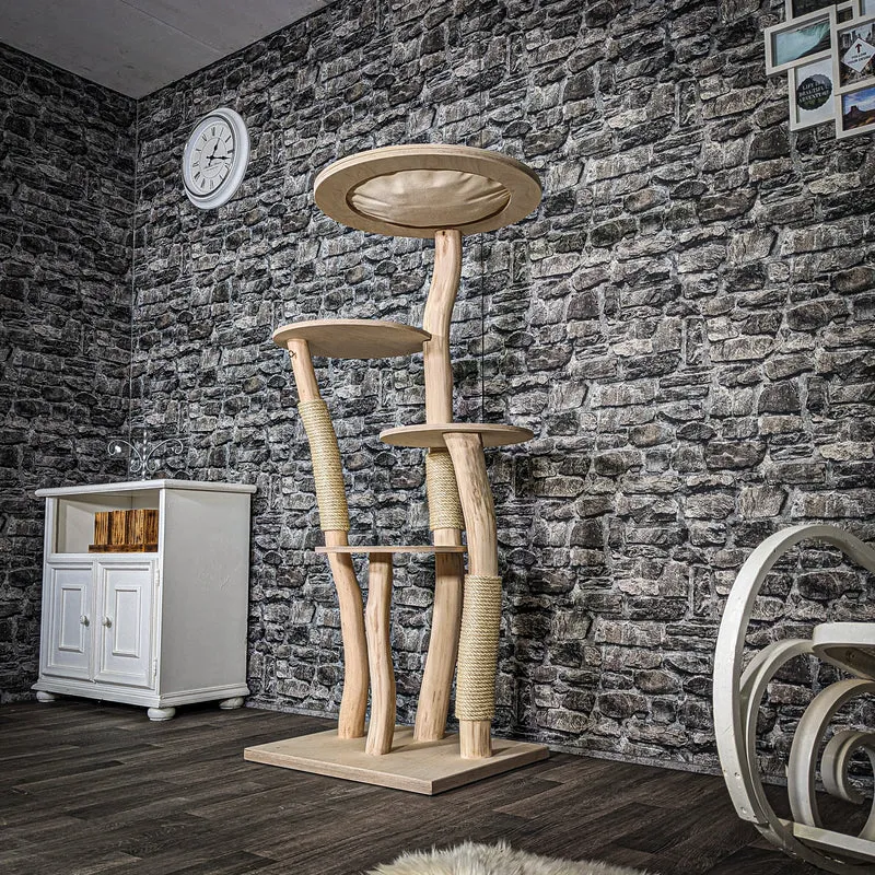 Naturkratzbaum 3451 Kratzbaum Natur Holz Design 145 cm hoch Katzenbaum
