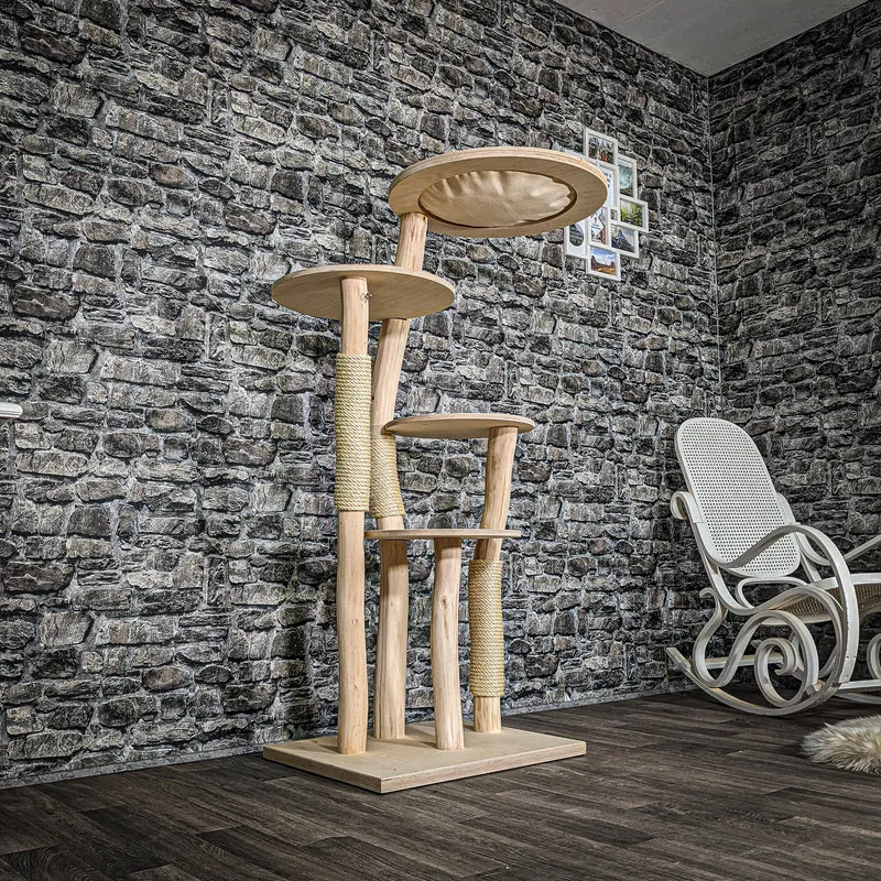Naturkratzbaum 3451 Kratzbaum Natur Holz Design 145 cm hoch Katzenbaum