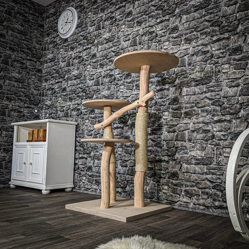 Naturkratzbaum 3450 Kratzbaum Natur Holz Design 114 cm hoch Katzenbaum