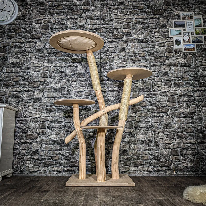 Naturkratzbaum 3446 Kratzbaum Natur Holz Design 145 cm hoch Katzenbaum
