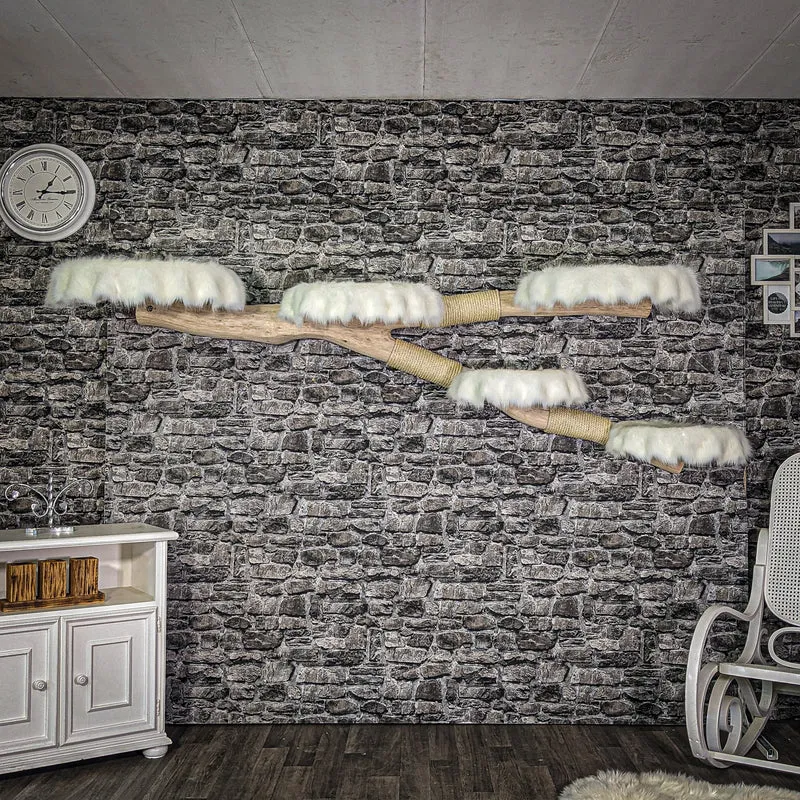 RESERVIERT - TS - 01.08.22 - Wandkratzbaum 3349 Naturkratzbaum 235 cm lang Kratzbaum Natur Holz Design