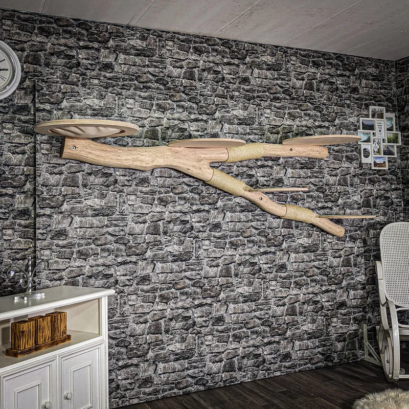 RESERVIERT - TS - 01.08.22 - Wandkratzbaum 3349 Naturkratzbaum 235 cm lang Kratzbaum Natur Holz Design