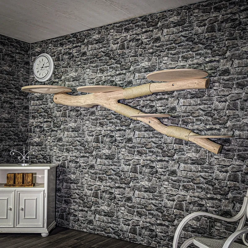 RESERVIERT - TS - 01.08.22 - Wandkratzbaum 3349 Naturkratzbaum 235 cm lang Kratzbaum Natur Holz Design
