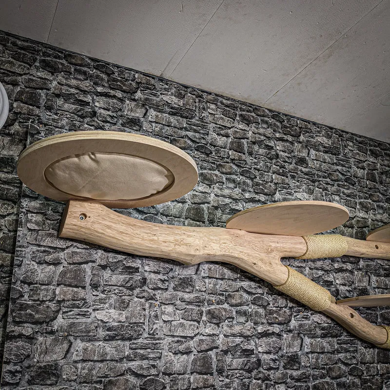 RESERVIERT - TS - 01.08.22 - Wandkratzbaum 3349 Naturkratzbaum 235 cm lang Kratzbaum Natur Holz Design