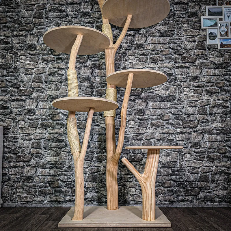 Naturkratzbaum 3348 Kratzbaum Natur Holz Design 206 cm hoch Katzenbaum