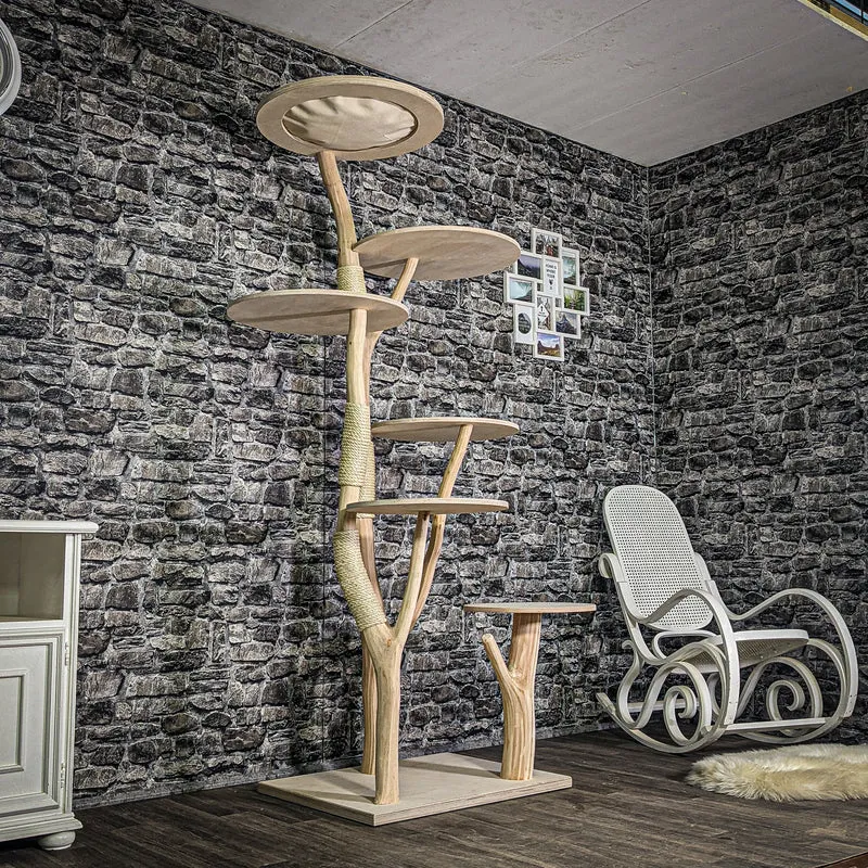Naturkratzbaum 3348 Kratzbaum Natur Holz Design 206 cm hoch Katzenbaum