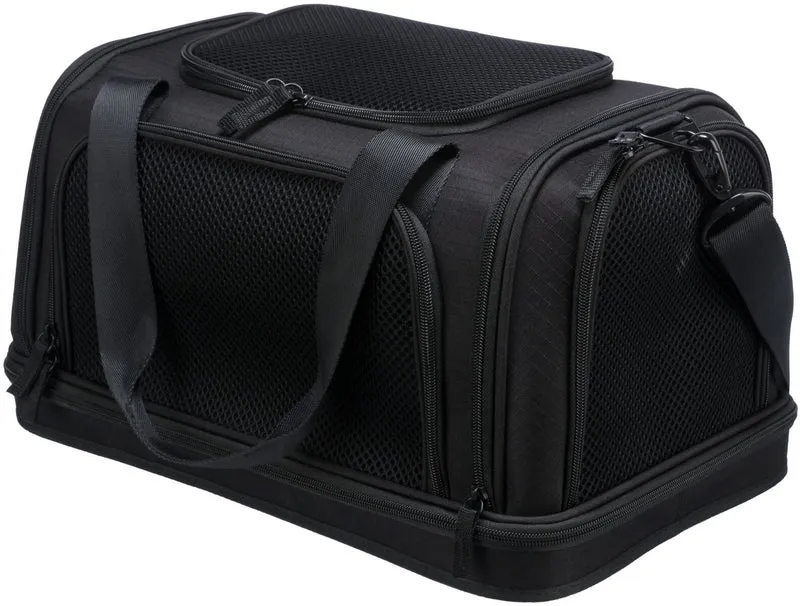 Schwarze Flugzeugtasche Plane für Hunde und Katzen, eckige Form mit Trolley-Schlaufe