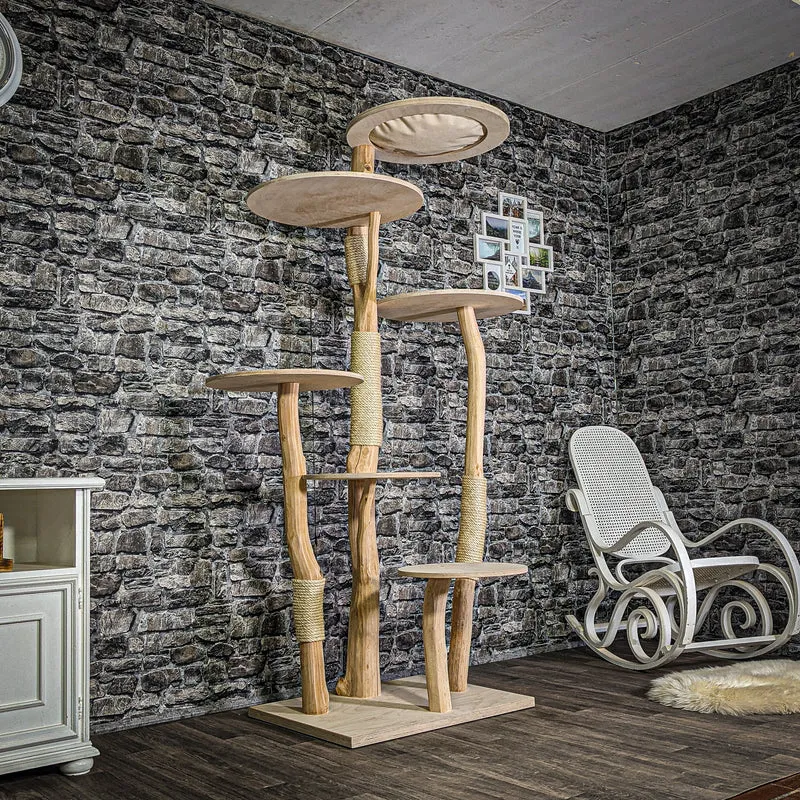 Naturkratzbaum 3340 Kratzbaum Natur Holz Design 200 cm hoch Katzenbaum
