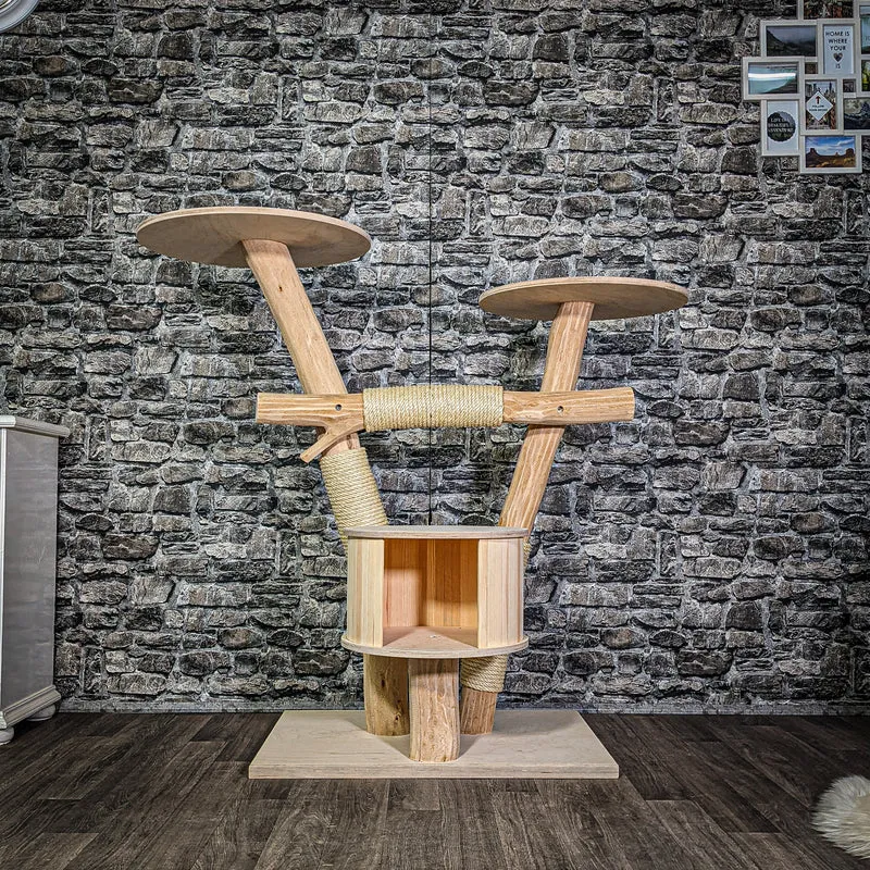 Naturkratzbaum 3337 Kratzbaum Natur Holz Design 121 cm hoch Katzenbaum