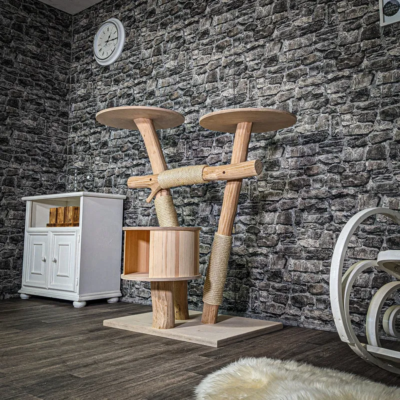 Naturkratzbaum 3337 Kratzbaum Natur Holz Design 121 cm hoch Katzenbaum
