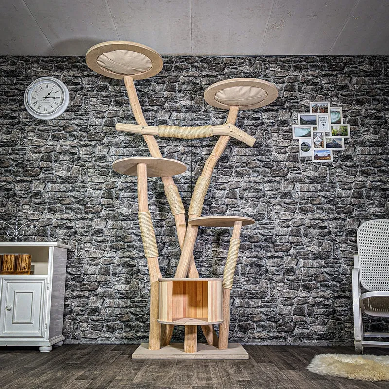 Naturkratzbaum 3336 Kratzbaum Natur Holz Design 217 cm hoch Katzenbaum
