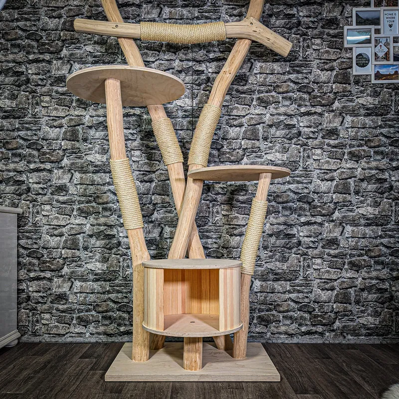 Naturkratzbaum 3336 Kratzbaum Natur Holz Design 217 cm hoch Katzenbaum