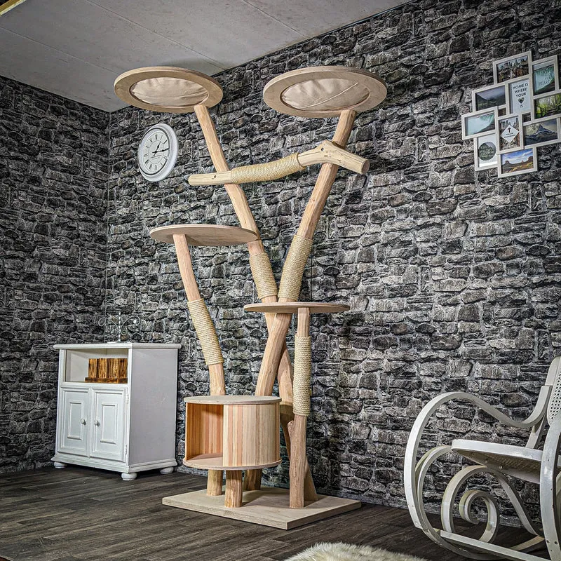 Naturkratzbaum 3336 Kratzbaum Natur Holz Design 217 cm hoch Katzenbaum