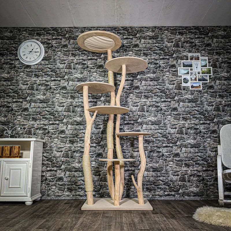 Naturkratzbaum 3333 Kratzbaum Natur Holz Design 207 cm hoch Katzenbaum