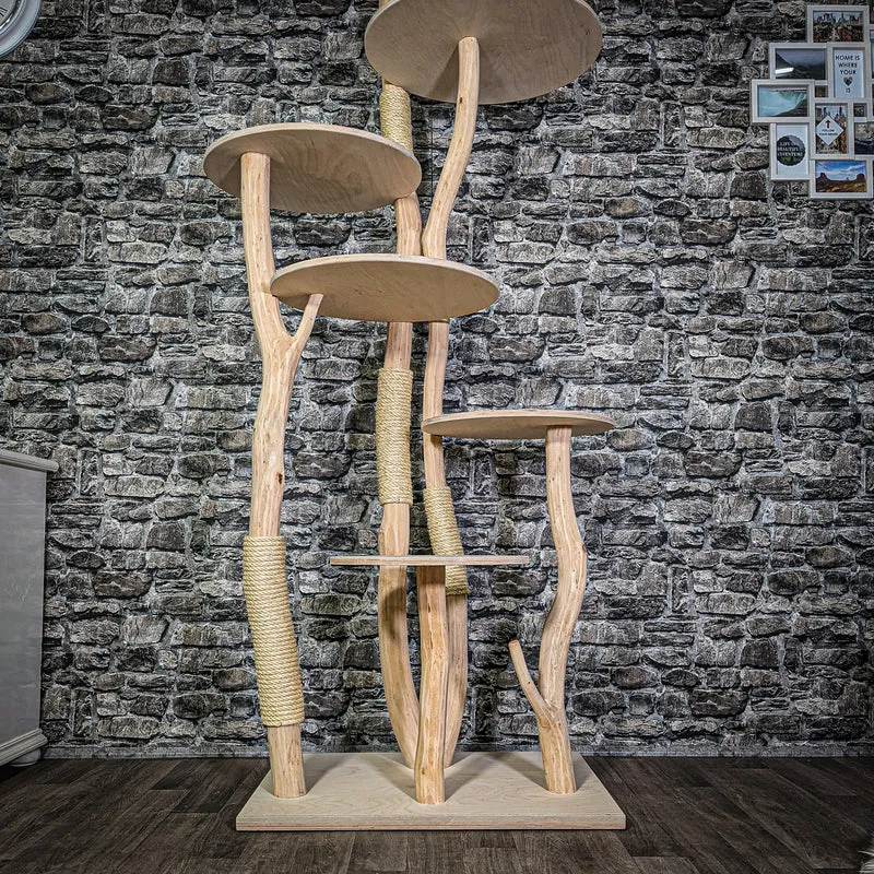 Naturkratzbaum 3333 Kratzbaum Natur Holz Design 207 cm hoch Katzenbaum