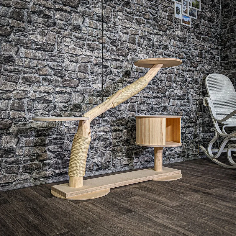 Naturkratzbaum 3322 Kratzbaum Natur Holz Design 97 cm hoch Katzenbaum