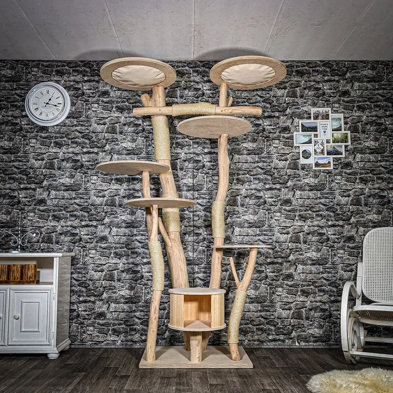 Naturkratzbaum 3436 Kratzbaum Natur Holz Design 216 cm hoch Katzenbaum