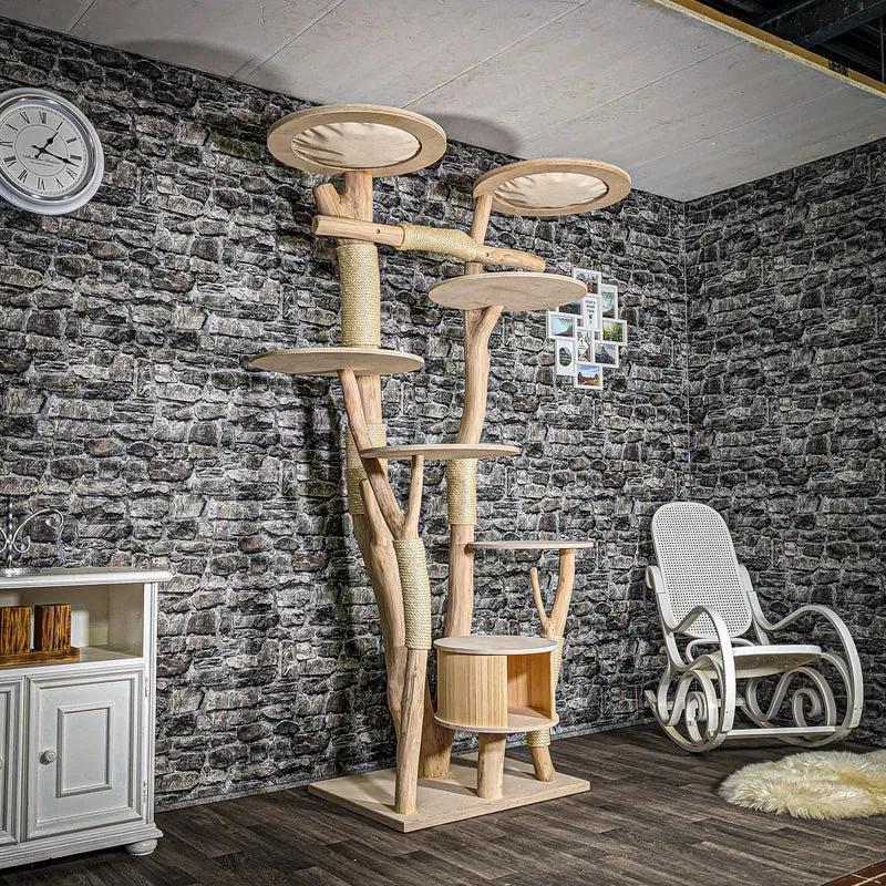 Naturkratzbaum 3436 Kratzbaum Natur Holz Design 216 cm hoch Katzenbaum
