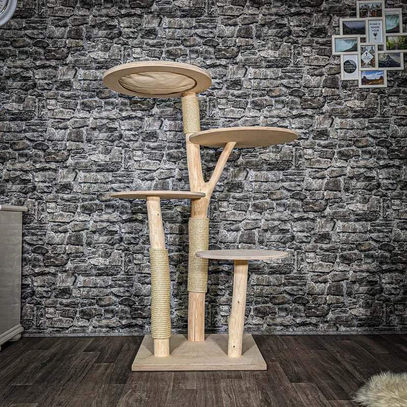 Naturkratzbaum 3425 Kratzbaum Natur Holz Design 145 cm hoch Katzenbaum