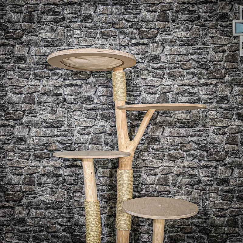 Naturkratzbaum 3425 Kratzbaum Natur Holz Design 145 cm hoch Katzenbaum