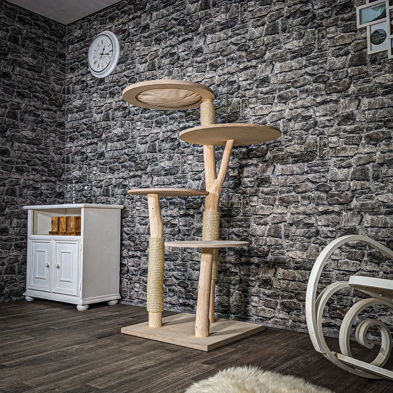 Naturkratzbaum 3425 Kratzbaum Natur Holz Design 145 cm hoch Katzenbaum