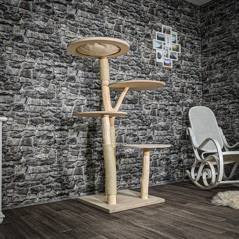 Naturkratzbaum 3425 Kratzbaum Natur Holz Design 145 cm hoch Katzenbaum