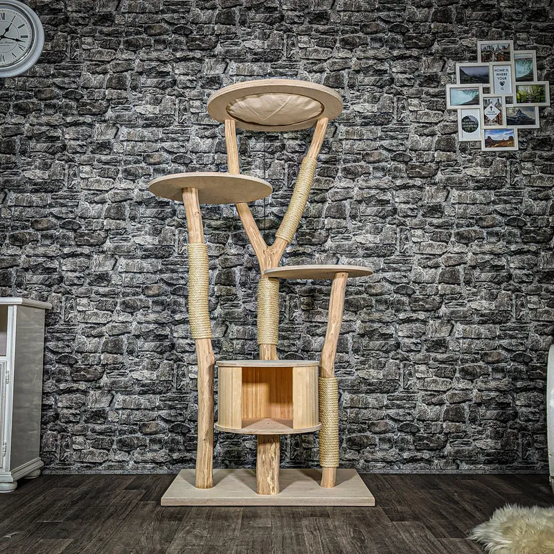 Naturkratzbaum 3418 Kratzbaum Natur Holz Design 160 cm hoch Katzenbaum