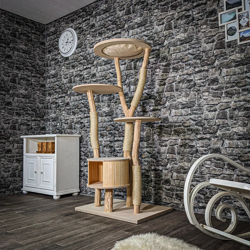 Naturkratzbaum 3418 Kratzbaum Natur Holz Design 160 cm hoch Katzenbaum