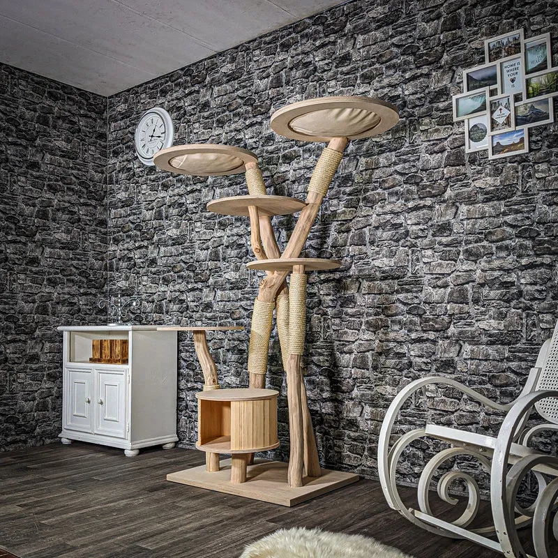 Naturkratzbaum 3414 Kratzbaum Natur Holz Design 170 cm hoch Katzenbaum