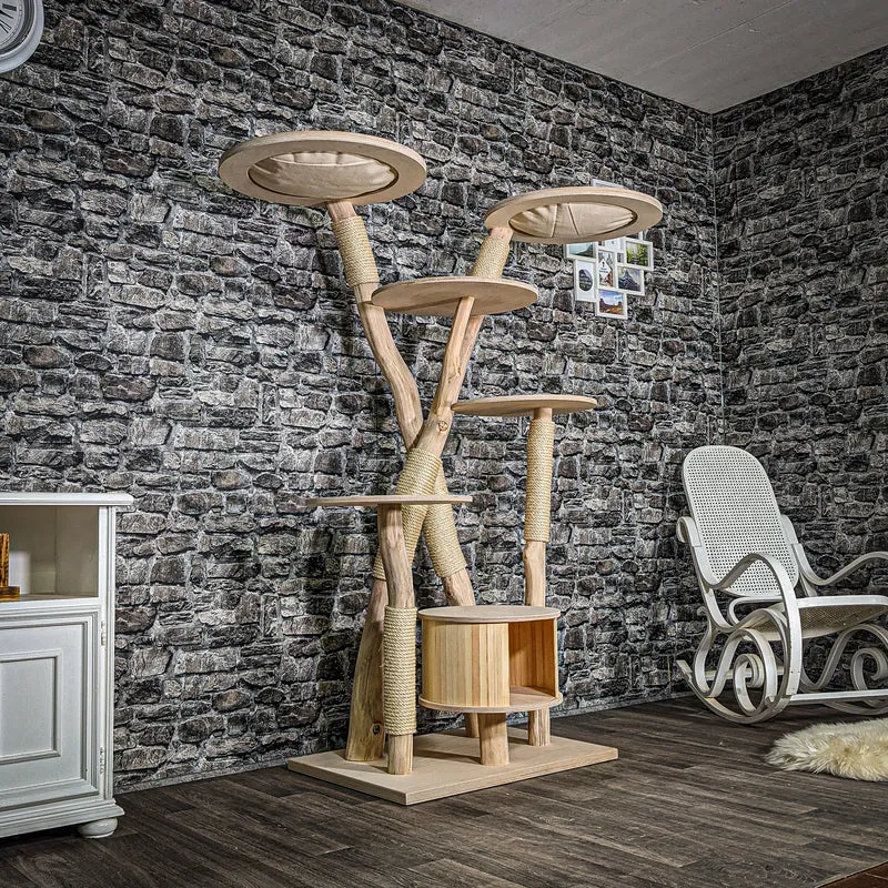 Naturkratzbaum 3414 Kratzbaum Natur Holz Design 170 cm hoch Katzenbaum