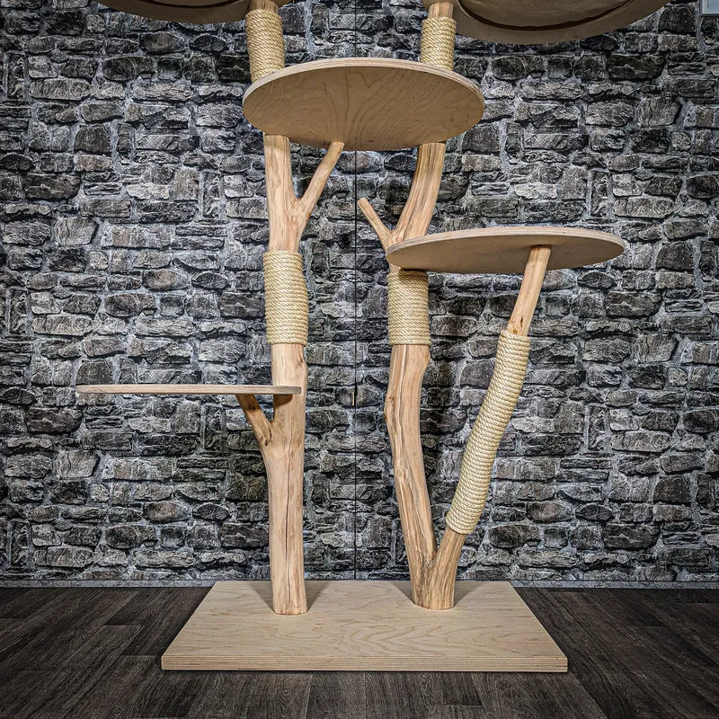 Naturkratzbaum 3413 Kratzbaum Natur Holz Design 145 cm hoch Katzenbaum