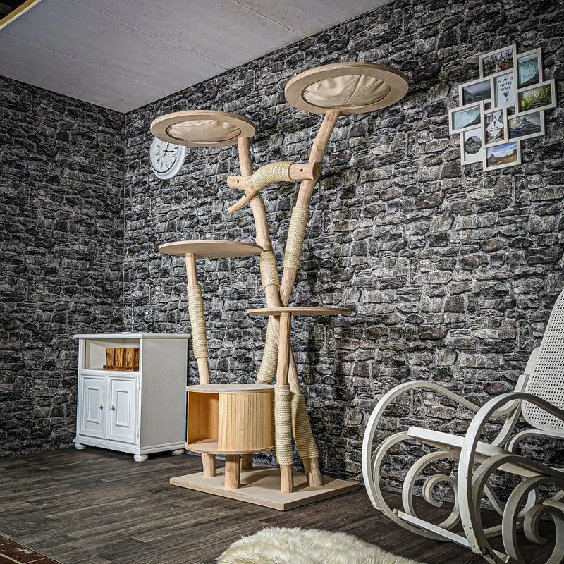 Naturkratzbaum 3412 Kratzbaum Natur Holz Design 190 cm hoch Katzenbaum