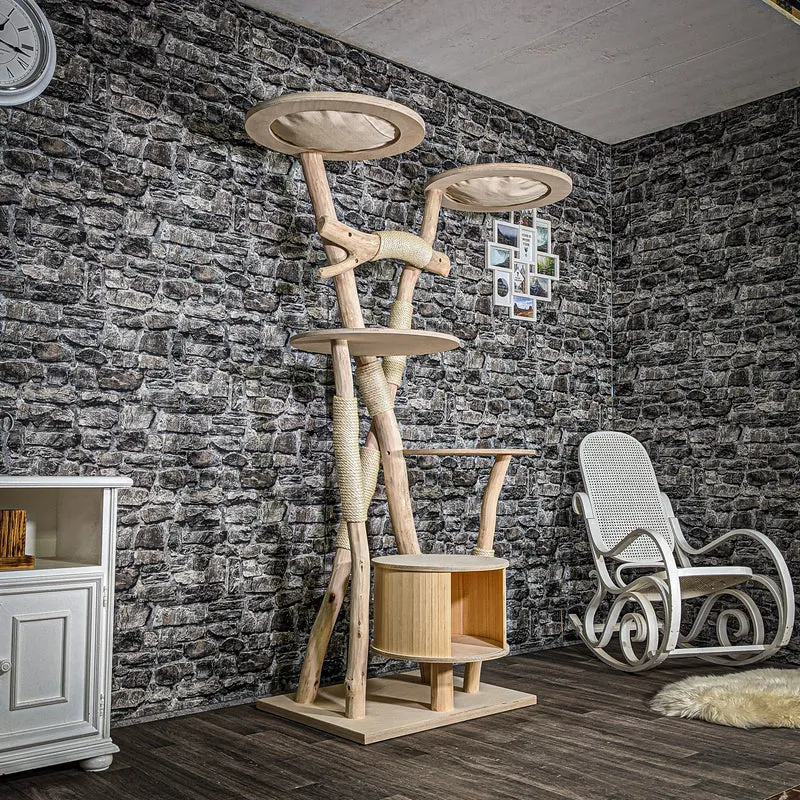 Naturkratzbaum 3412 Kratzbaum Natur Holz Design 190 cm hoch Katzenbaum