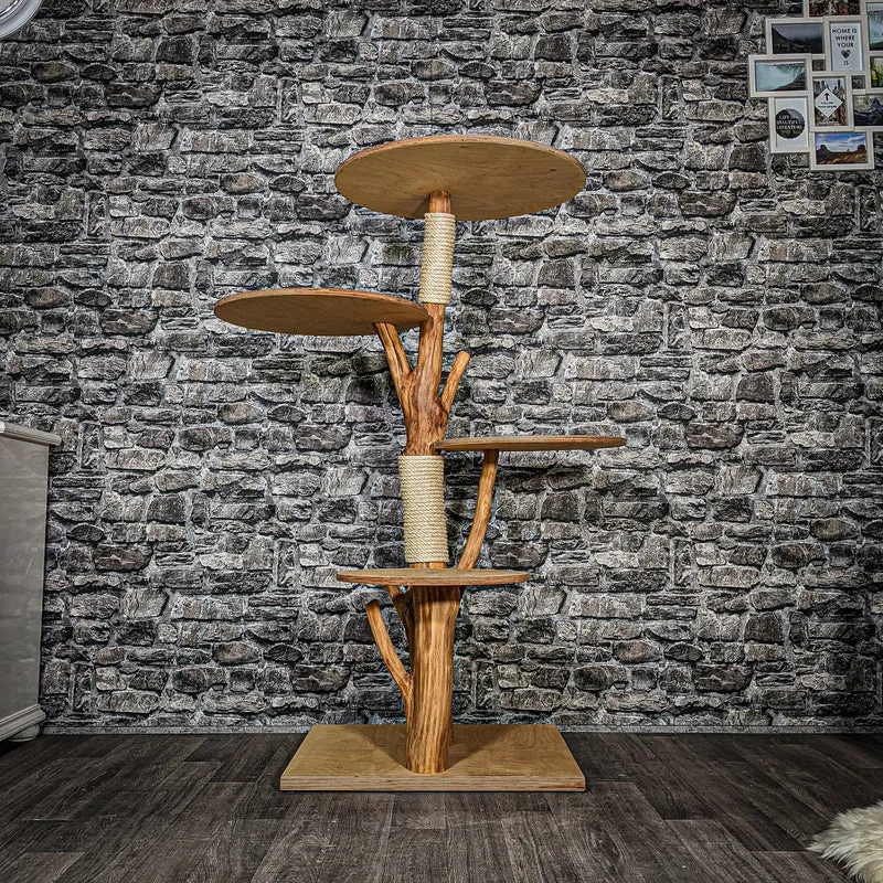 Naturkratzbaum 3410 Kratzbaum Natur Holz Design 134 cm hoch Katzenbaum