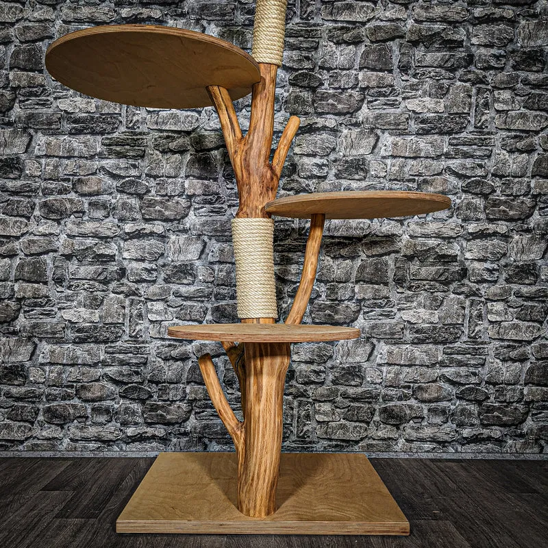 Naturkratzbaum 3410 Kratzbaum Natur Holz Design 134 cm hoch Katzenbaum