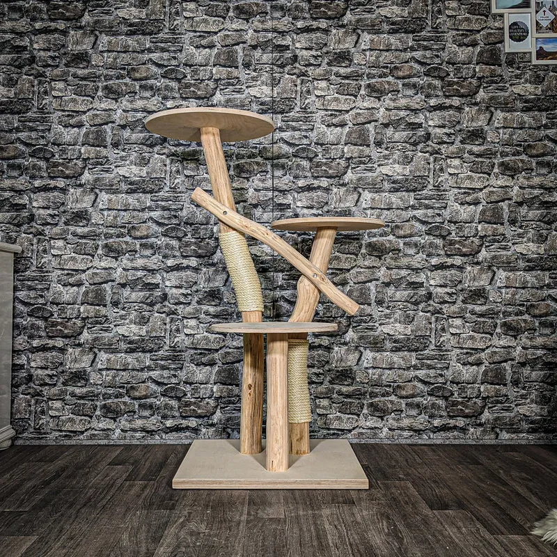 Naturkratzbaum 3409 Kratzbaum Natur Holz Design 119 cm hoch Katzenbaum