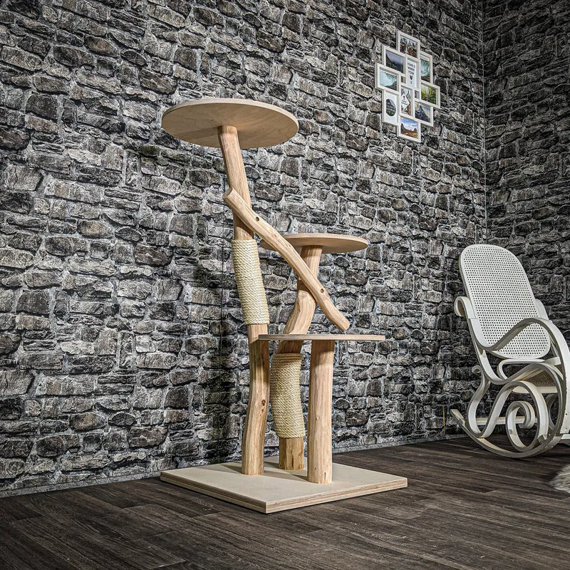 Naturkratzbaum 3409 Kratzbaum Natur Holz Design 119 cm hoch Katzenbaum