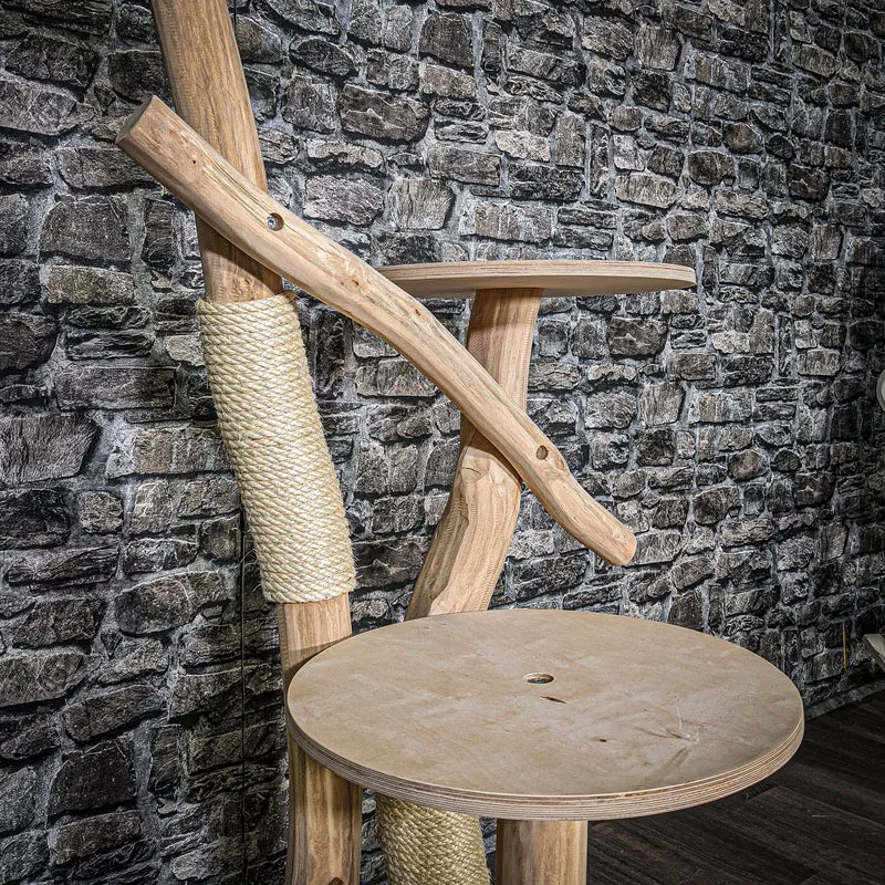 Naturkratzbaum 3409 Kratzbaum Natur Holz Design 119 cm hoch Katzenbaum
