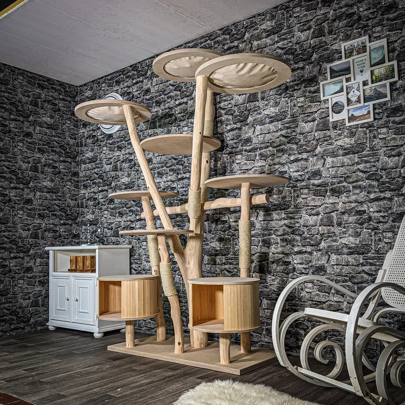 Naturkratzbaum 3404 Kratzbaum Natur Holz Design 210 cm hoch Katzenbaum