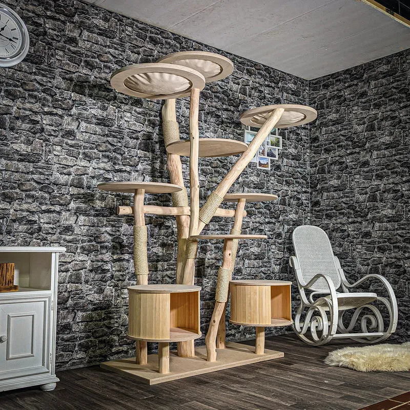 Naturkratzbaum 3404 Kratzbaum Natur Holz Design 210 cm hoch Katzenbaum