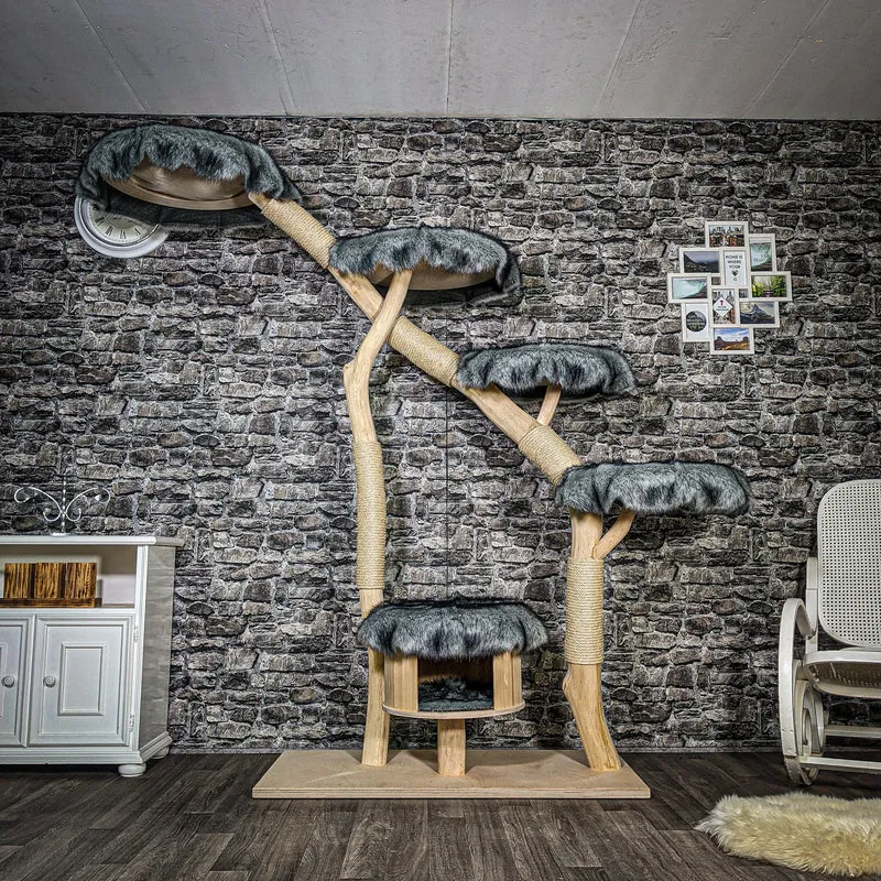 Naturkratzbaum 3403 Kratzbaum Natur Holz Design 202 cm hoch Katzenbaum