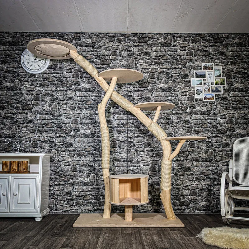 Naturkratzbaum 3403 Kratzbaum Natur Holz Design 202 cm hoch Katzenbaum