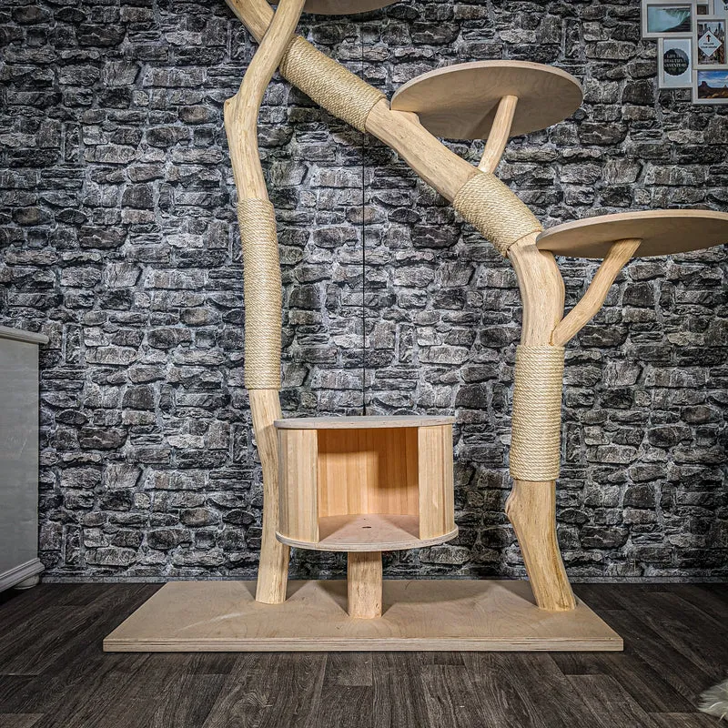 Naturkratzbaum 3403 Kratzbaum Natur Holz Design 202 cm hoch Katzenbaum