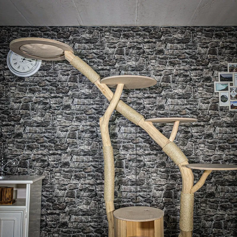 Naturkratzbaum 3403 Kratzbaum Natur Holz Design 202 cm hoch Katzenbaum